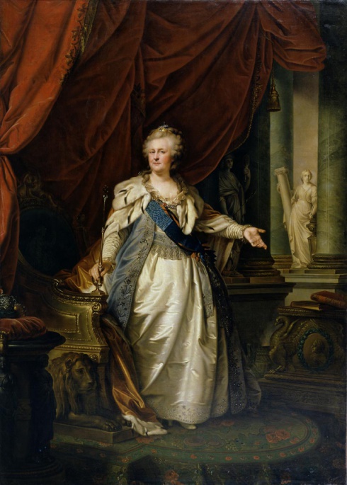 Лампи И.Б. (1751—1830). Портрет императрицы Екатерины II с аллегорическими фигурами  Крепости и Истины. 1790-е