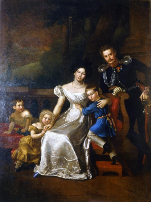 Митуар Б.Ш. (1775—1849). Портрет И.И. Неплюева, адъютанта графа И.И. Дибич-Забайкальского, с женой и тремя детьми. 1830-1831