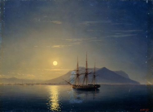 Парусник у берегов Крыма в лунную ночь. 1858 