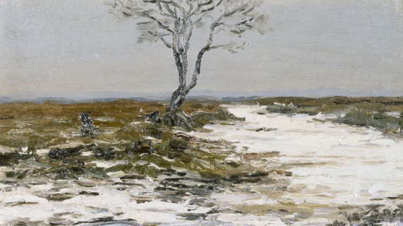 Пейзаж с одиноким деревом. Этюд. 1910-е