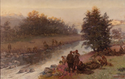 Привал бойцов на реке Кола. 1946